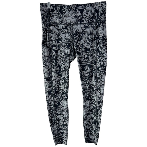 Lululemon Fast & Free Full Length Tight Nulux Night Garden Ice Grey Black SZ 10 - Picture 1 of 6